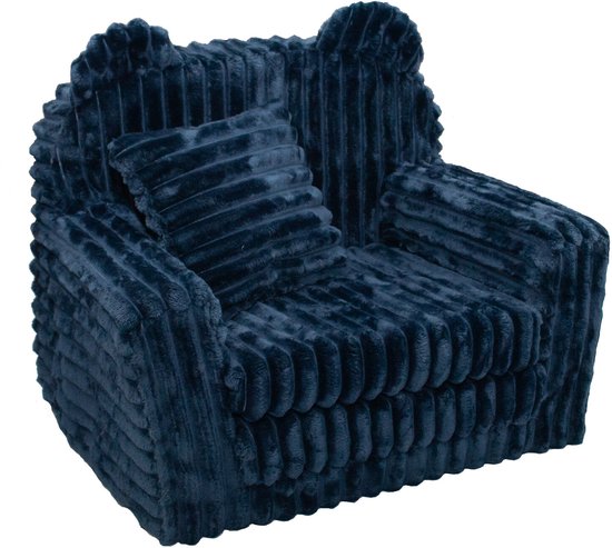 Kinderfauteuil - corduroy - blauw - beren thema van Deuba