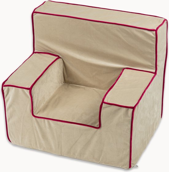 Kinderfauteuil - Kindersofa - Kit - Velvet met bies van Merkloos