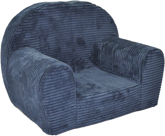 Kinderfauteuil LINCOL - Marineblauw Corduroy Stijl - Comfortabel Schuimrubber van VOKKA