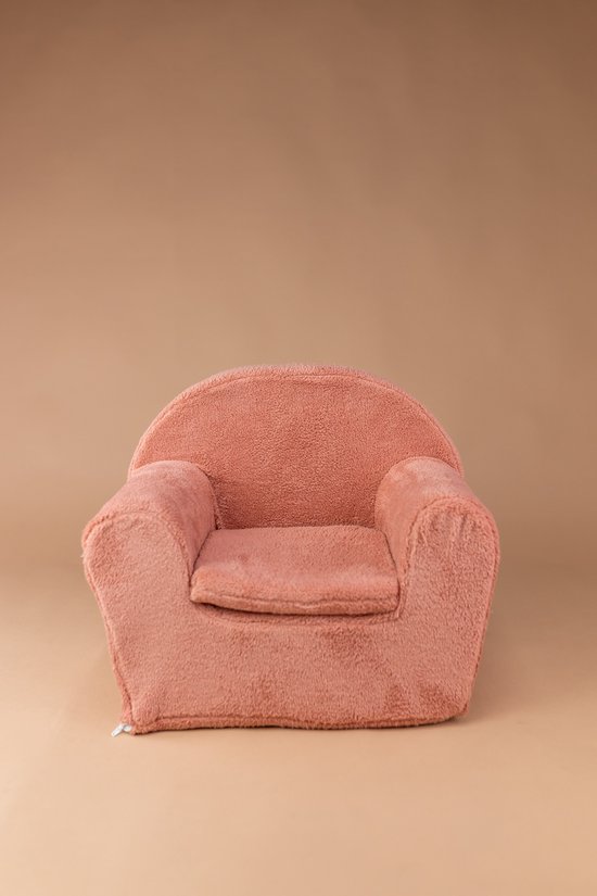 Kinderfauteuil met naam - Teddy stof - Roze van Merkloos