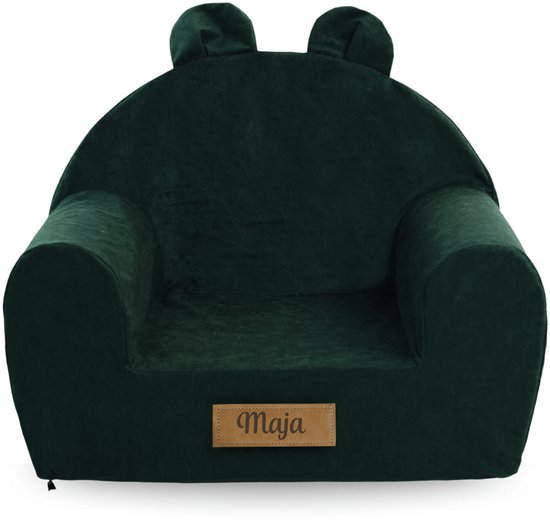 Kinderfauteuil met oren, gepersonaliseerd voor baby’s en peuters 56x33x42 cm, groen