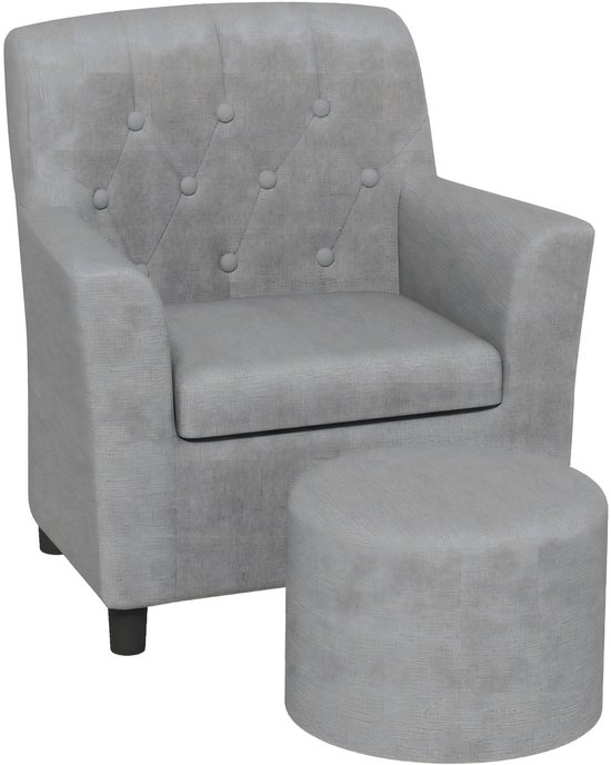 Kinderfauteuil met Voetenbank – Kindersofa voor Kinderen vanaf 18 Maanden – Grijs