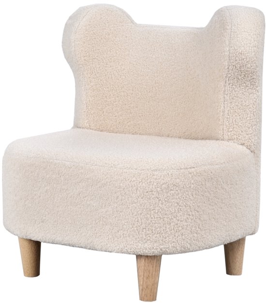 Kinderfauteuil Pluche Kinderstoel Beigekleurig 47x43x53cm Hout Teddy Fleece Schuim Berenoren Kindersofa Zacht Comfortabel Lichtgewicht Veilig Kinderkamer Speelkamer Belastbaar 45kg