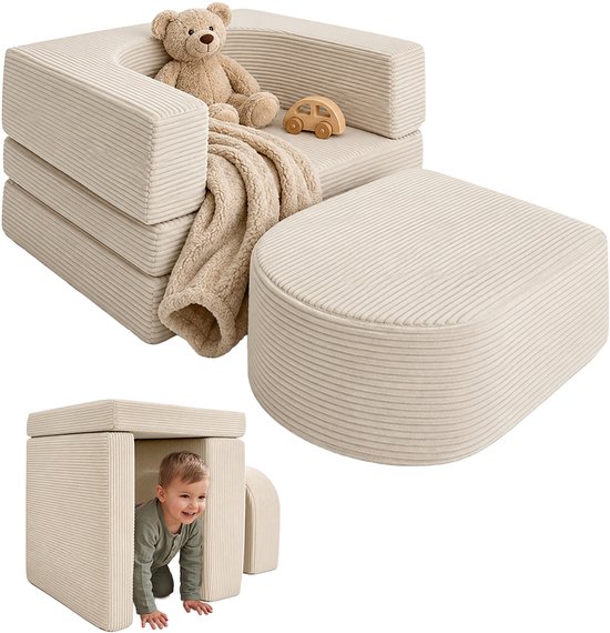 kinderfauteuil set - 4-delig - beige - 65x40x65 cm - voor kinderen