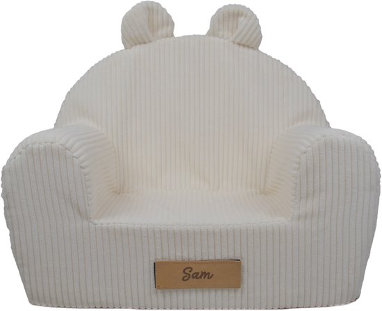 Kinderfauteuil ~ Wit Ribstof van KidsDepot