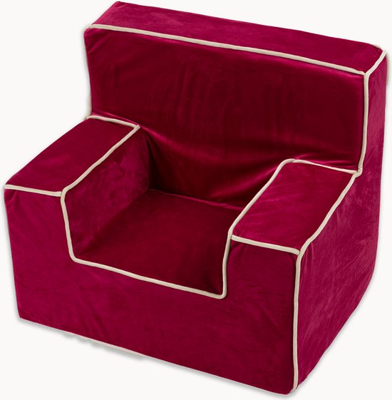 Kinderfauteuils - Kindersofa - Dolce - Fuchsia - Velvet met bies van BELLEBELLE