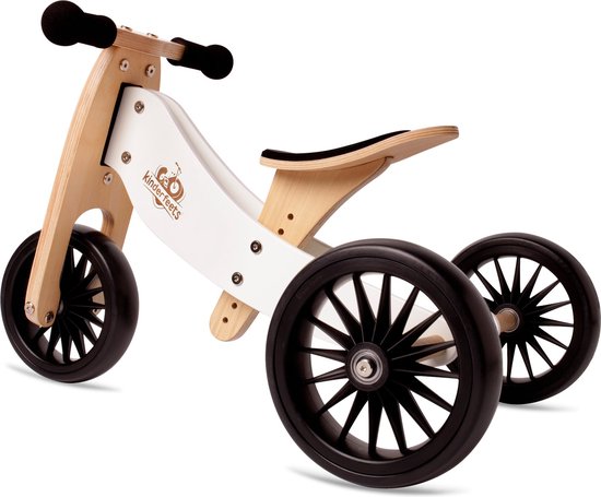Kinderfeets 2-in-1 houten loopfiets & driewieler Tiny Tot Plus - Wit van Kinderfeets
