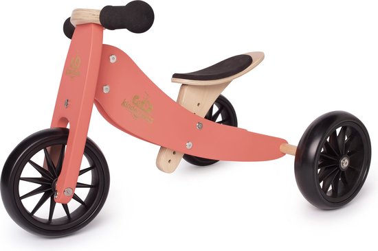Kinderfeets 2-in-1 houten loopfiets & driewieler vanaf 1 jaar Tiny Tot - Coral van Kinderfeets