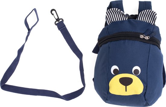 Kinderkamer rugzak-Kinder rugzak- schooltas teddybeer marine blauw van Merkloos