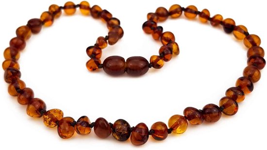 Kinderketting Barnsteen – ronde kraaltjes – 36cm - cognac