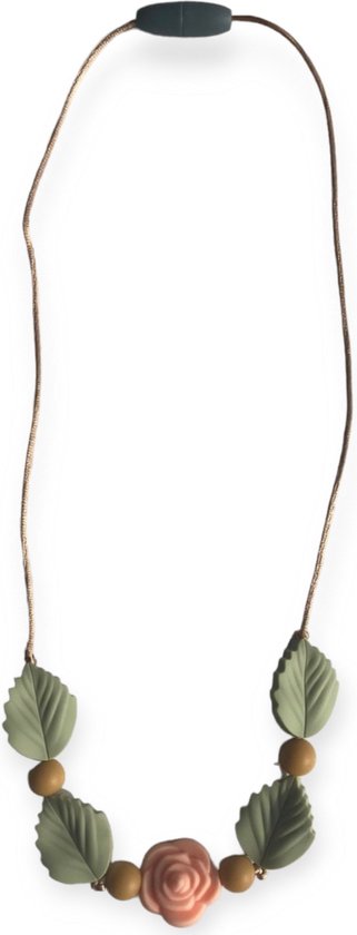 Kinderketting - Bijtketting - Blad - Pistasche - Peach van Kinder