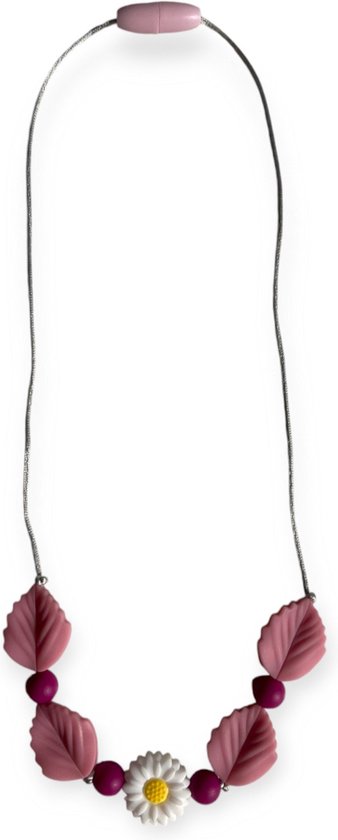 Kinderketting | Bijtketting | Blad | Roze | Fuchsia van Kinder