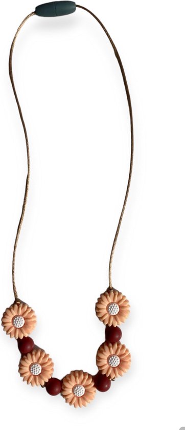 Kinderketting | Bijtketting | Daisy | Peach | Rood van Kinder