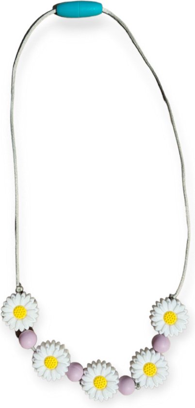 Kinderketting | Bijtketting | Daisy | Wit | Lila | Groen van Kinder