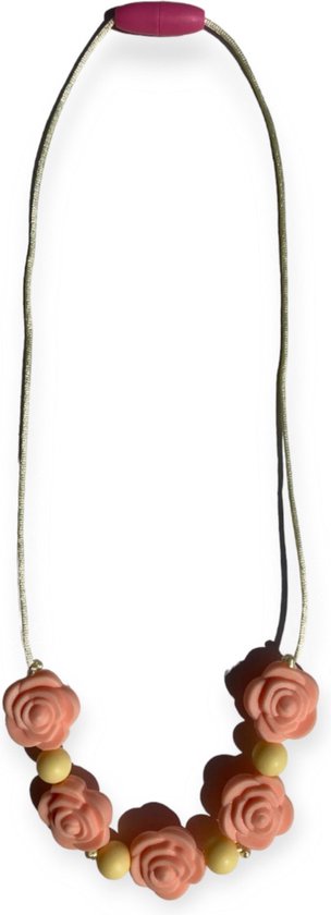 Kinderketting | Bijtketting | Roos | Peach | Geel van Kinder