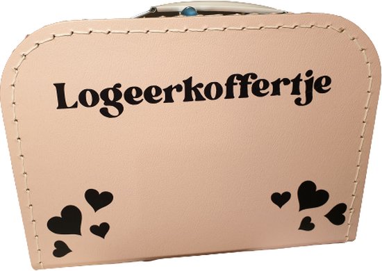 Kinderkoffertje "Logeerkoffertje met hartjes" 25 cm. Licht roze van Kinder