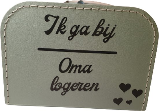 Kinderkoffertje Mintgroen "Ik ga bij oma logeren" 25 cm. van Kinder