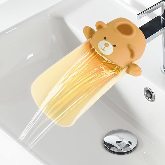 Kinderkraanverlengstuk, kinder kraanverlenging, kraanverlenging, kinder kraanaccessoires, siliconen kraanverlengstuk, kinder kraanverlengstuk van Koopik.