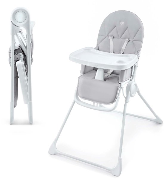 Kinderkraft BINCI - Verstelbare Kinderstoel voor Baby’s en Peuters - 3‑voudig Verstelbare Rugleuning - 5‑punts Veiligheidsgordel - Opvouwbaar en Lichtgewicht - Eenvoudig Reinigbare Bekleding - Stabiel Stalen Frame - Comfortabel en Veilig - Lichtgrijs van Kinderkraft