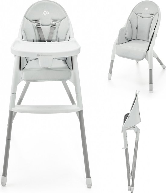 Kinderkraft DINNLY - Inklapbare Eetstoel - Comfortabel en waterdicht - 5-puntsgordel - Groeit mee met je kind - Makkelijk schoon te maken - Compact op te bergen - Inclusief dienblad - Stabiele stalen constructie - Geschikt vanaf 6 maanden van Kinderkraft
