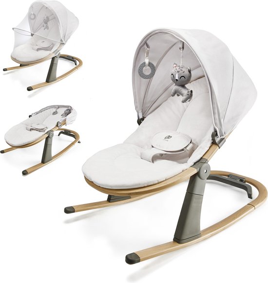 Kinderkraft ELSU - 2-in-1 Wipstoeltje en Wieg - Lichtgewicht aluminium frame - Verstelbare rugleuning (3 standen) - Inclusief zonnekap, klamboe en speelgoed - Comfortabele, wasbare zitting - Geschikt vanaf geboorte tot 9 kg - Gewicht 2,5 kg - Elegant van Kinderkraft