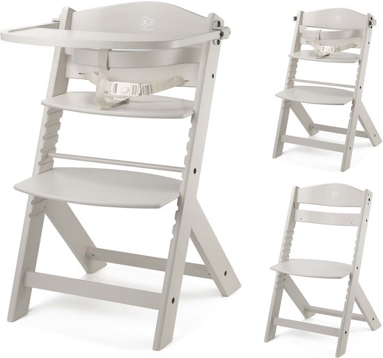 Kinderkraft ENOCK - Houten Kinderstoel 3-in-1 - Hoge babystoel - Hoogte verstelbaar in 5 niveaus - 3-punts gordels, - Tot 10 jaar - Beige van Kinderkraft