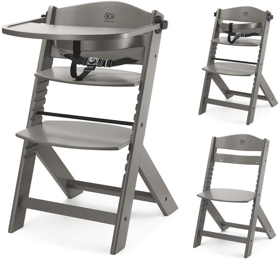 Kinderkraft ENOCK - Houten Kinderstoel 3-in-1 - Hoge babystoel - Hoogte verstelbaar in 5 niveaus - 3-punts gordels, - Tot 10 jaar - Bruin van Kinderkraft