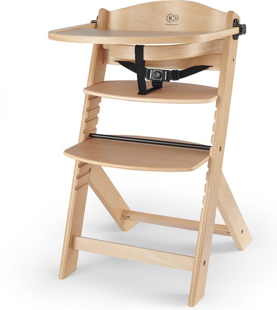 Kinderkraft ENOCK - Houten Kinderstoel 3-in-1 - Hoge babystoel - Hoogte verstelbaar in 5 niveaus - 3-punts gordels, - Tot 10 jaar - Natuur van Kinderkraft