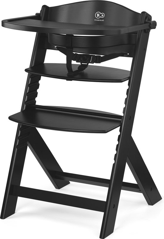 Kinderkraft ENOCK - Houten Kinderstoel 3-in-1 - Hoge babystoel - Tot 35 kg - Voor oudere kinderen - Tot 10 jaar - Zwart