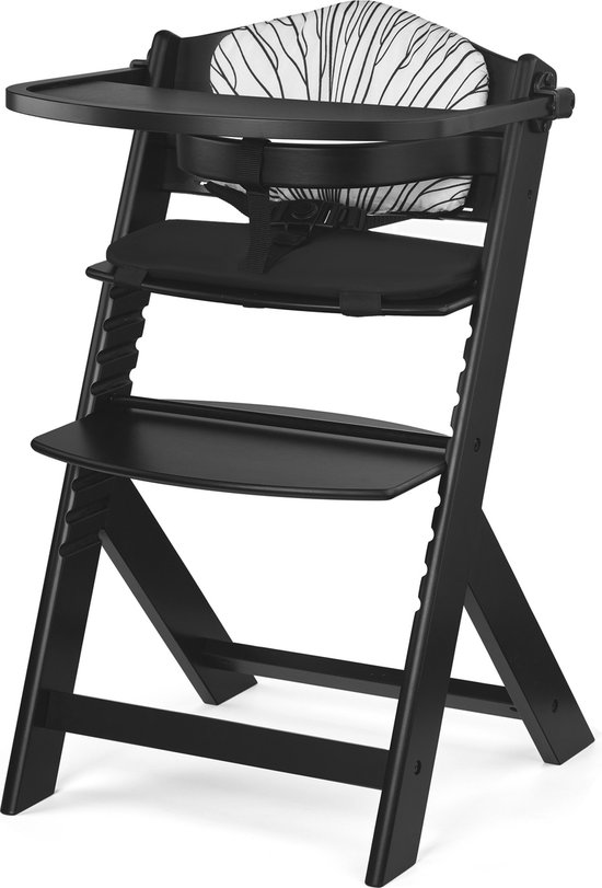 Kinderkraft ENOCK - Houten Kinderstoel 3-in-1 - met Kussenset - Hoge babystoel - Hoogte verstelbaar in 5 niveaus - 3-punts gordels, - Tot 10 jaar - Zwart van Kinderkraft