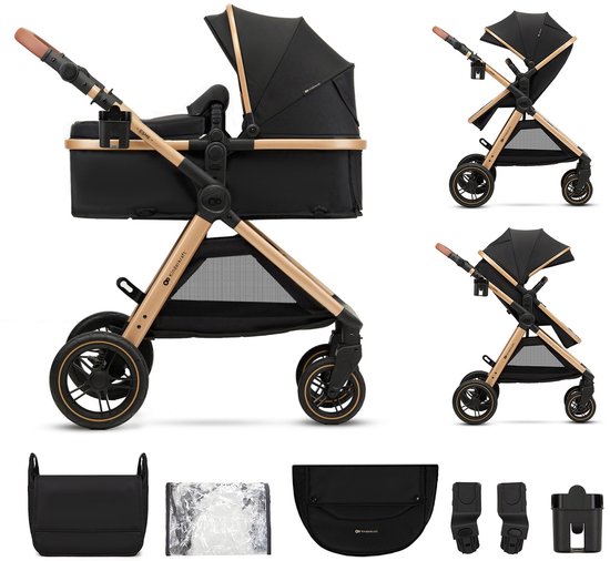Kinderkraft ESME 2-in-1 Kinderwagen – Combi Wieg & Wandelwagen – Inclusief Autostoeladapters – Grote Lekvrije Wielen – Tot 25 kg - Zwart van Kinderkraft