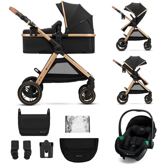 Kinderkraft ESME PRO 3-in-1 Kinderwagen - Beigekleurige multifunctionele combi met reiswieg, wandelwagen en autostoel - Zwart van Kinderkraft