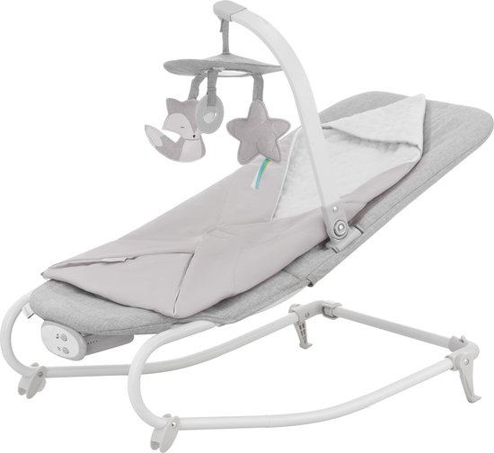 Kinderkraft FELIO 2 - Wipstoel - 2-in-1 wipstoel en ligstoel - Met speeltjes - Grijs