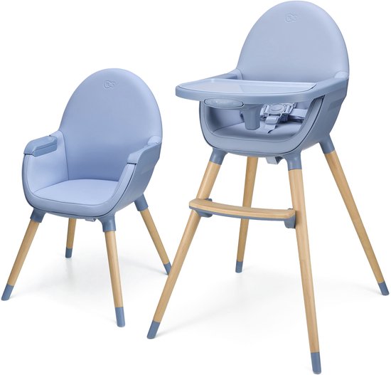 Kinderkraft FINI 2 Kinderstoel 2‑in‑1 - Kunstlederen Bekleding - Verstelbare Tray - Omzetbaar naar Speelfauteuil - Voor 6 Maanden‑5 Jaar - Nordic Breeze van Kinderkraft