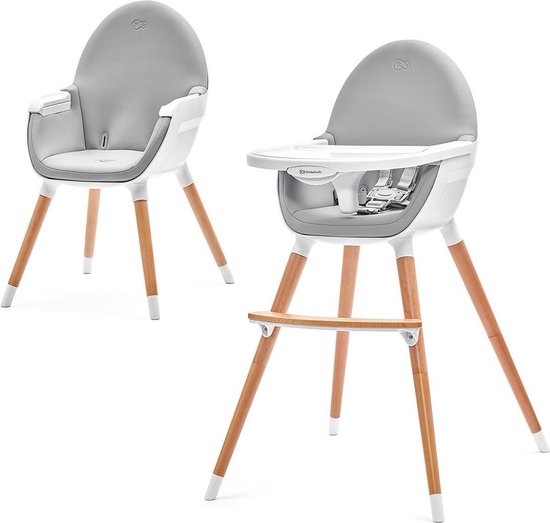 Kinderkraft FINI - Hoge kinderstoel - Dubbel eetblad - tot 5 jaar - Grijs van Kinderkraft