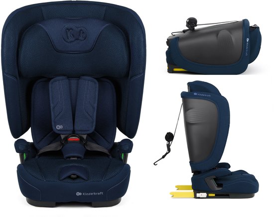 Kinderkraft FIX2GO I‑SIZE – Autostoel 76–150 cm – ISOFIX & Top Tether – 5‑stoelen Slaapfunctie – SAFERIDE Sensor – H‑GUARD+ & SPS+ Zijbescherming – AIR FLOW Ventilatie – Opvouwbaar – Blauw van Kinderkraft