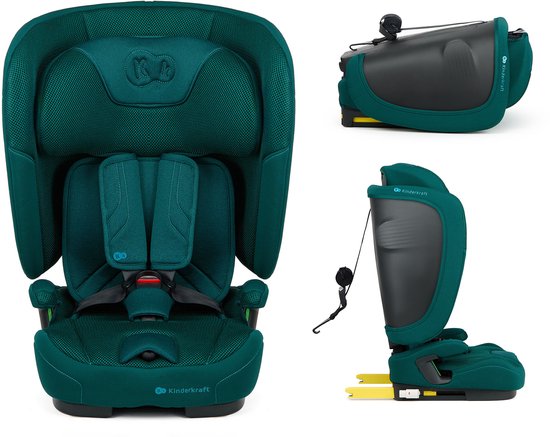 Kinderkraft FIX2GO I‑SIZE – Autostoel 76–150 cm – ISOFIX & Top Tether – 5‑stoelen Slaapfunctie – SAFERIDE Sensor – H‑GUARD+ & SPS+ Zijbescherming – AIR FLOW Ventilatie – Opvouwbaar – Groen van Kinderkraft