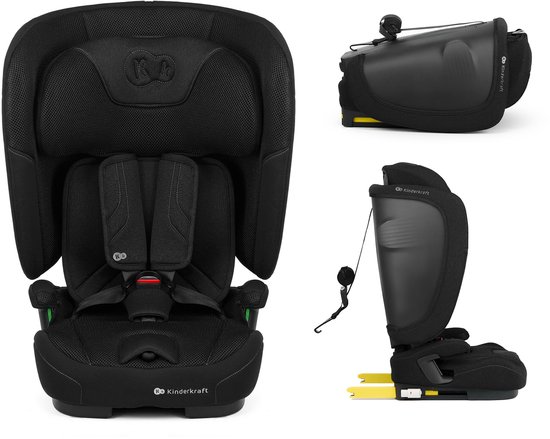 Kinderkraft FIX2GO I‑SIZE – ISOFIX Autostoel 76–150 cm (15 maanden – 12 jaar) – 5‑tonen Sleep‑functie – SAFERIDE SENSOR – H‑GUARD+ & SPS+ Zijbescherming – AIR FLOW Ventilatie – Opvouwbaar – Zwart van Kinderkraft