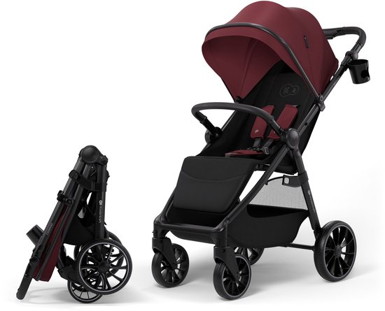 Kinderkraft GRANDE 2 Buggy - allround vering 5-puntsgordel veiligheidsbeugel compact inklapbaar - Bourgogne van Merkloos