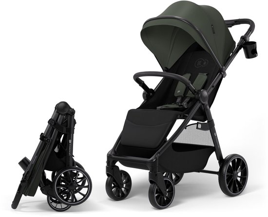 Kinderkraft GRANDE 2 Buggy - grote EVA-wielen vergrendelbare voorwielen comfortabele slaapstand - Groen van Merkloos
