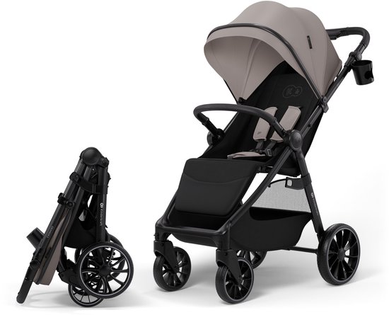 Kinderkraft GRANDE 2 Buggy - grote geveerde wielen CLICK&FOLD eenhandig inklappen vlakke ligpositie - Beige van Merkloos