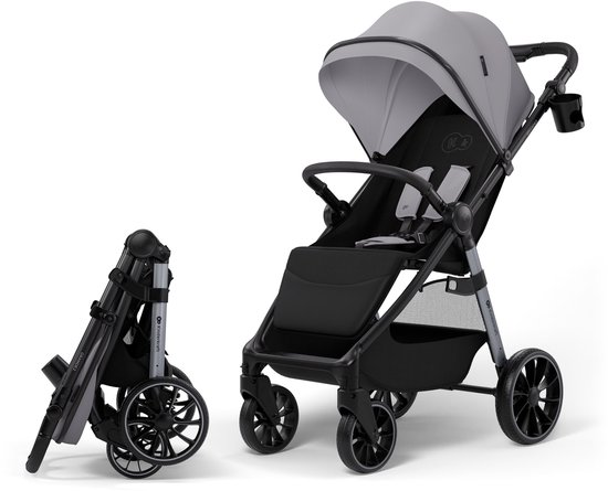 Kinderkraft GRANDE 2 Buggy - ruime zitting soepele rugleuningverstelling bekerhouder inbegrepen - Grijs van Merkloos