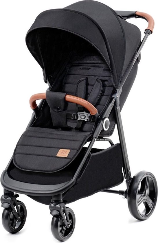 Kinderkraft GRANDE PLUS Kinderwagen – Lichtgewicht met Stalen Frame – Klik&Vouw Systeem – Grote Wielen – tot 22 kg – Zwart van Merkloos