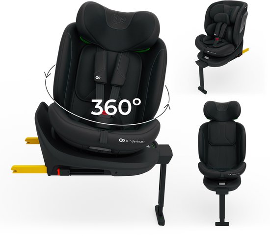 Kinderkraft I-360 2 PLUS - Autostoel – 40-150 cm i-Size – Isofix – Groep 0/1/2/3 – Tot 12 Jaar – Zwart