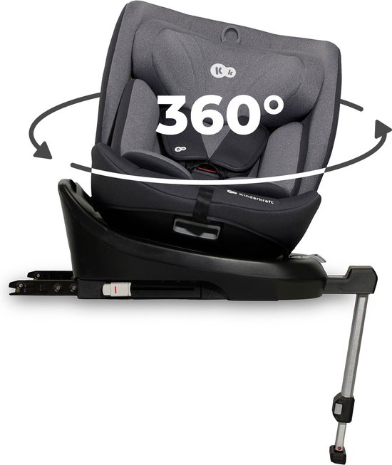 Kinderkraft I-360 I-SIZE - Autostoeltje - 40-150 cm - 0-36 kg - 360 draaien - met Isofix - afstelbare hoofdsteun - 12 verstelniveaus - Eenvoudig te reinigen - Groep 0/1/2/3 - Tot 12 jaar - Grijs van Kinderkraft