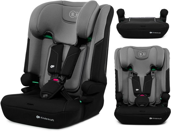 Kinderkraft I-COMFY 3-in-1 i-Size Autostoel – 76-150 cm – Groep 1/2/3 – R129 Goedgekeurd – Grijs van Merkloos