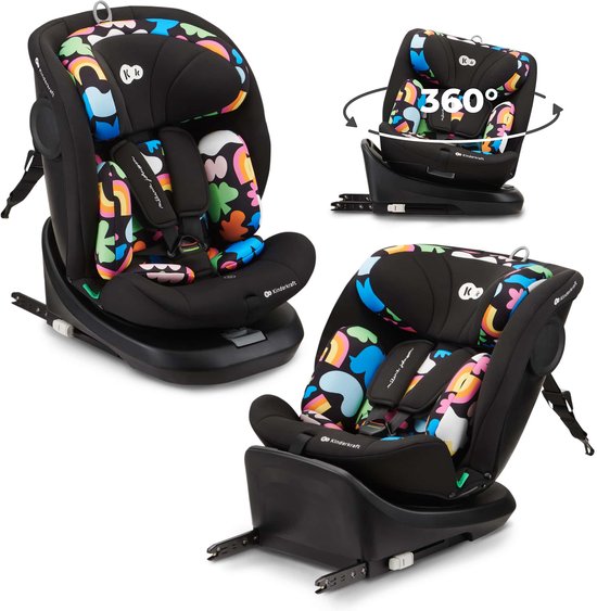 Kinderkraft I-GROW I-SIZE Autostoel – 40-150 cm – Met Isofix – Groep 0/1/2/3 – Tot 12 Jaar – Happy Shapes