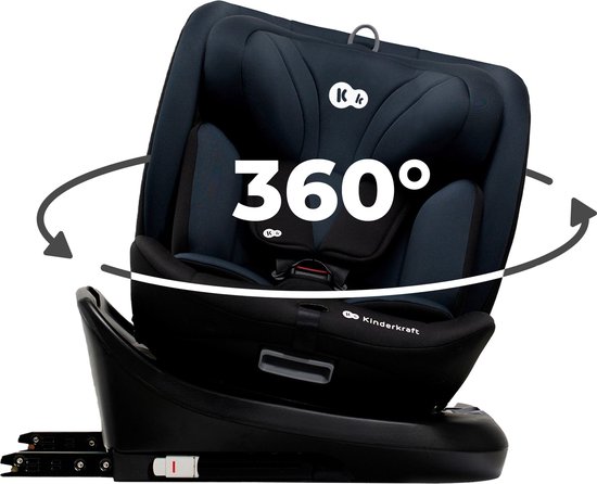 Kinderkraft I-GROW I-SIZE - Autostoeltje - 40-150 cm - 0-36 kg - 360 draaien - met Isofix - afstelbare hoofdsteun - 12 verstelniveaus - Eenvoudig te reinigen - Groep 0/1/2/3 - Tot 12 jaar - Zwart van Kinderkraft