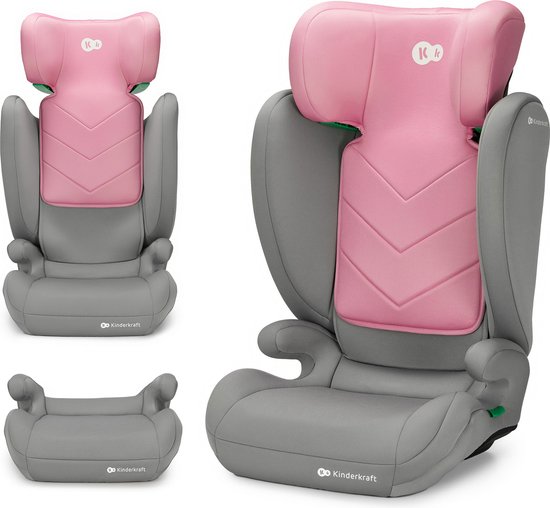 Kinderkraft I-SPARK - 2-in-1 autostoel voor 100-150 cm kinderen - R129 i-Size norm - H-GUARD & SPS - lichtgewicht (4,5 kg) - eenvoudige installatie met 3-puntsgordel - afneembare rugleuning voor oudere kinderen - verstelbare hoofdsteun - Roze van Kinderkraft