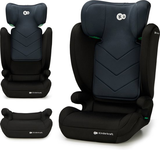 Kinderkraft I-SPARK - 2-in-1 autostoel voor 100-150 cm kinderen - R129 i-Size norm - H-GUARD & SPS - lichtgewicht (4,5 kg) - eenvoudige installatie met 3-puntsgordel - afneembare rugleuning voor oudere kinderen - verstelbare hoofdsteun - Zwart van Kinderkraft